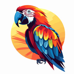 Fototapeta premium Flat vector illustration of a colourful parrot logo style illustration 