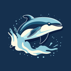 Flat vector illustration of a whale logo cartoon style