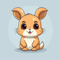 Flat vector illustration of a cute bunny logo style