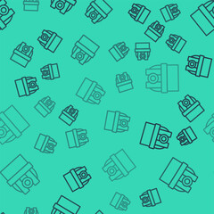 Black line Astronomical observatory icon isolated seamless pattern on green background. Observatory with a telescope. Scientific institution. Vector