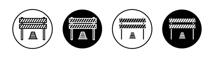 Roadblock vector line icon illustration. - obrazy, fototapety, plakaty