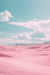 A pink minimal landscape with pink sand dunes. Feminine sensibilities.  Light pink and light blue...