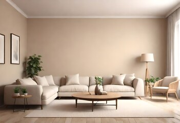 Fototapeta na wymiar living room interior background is beige.