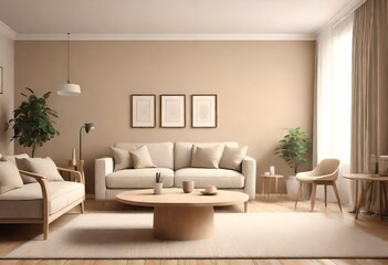 Fototapeta na wymiar living room interior background is beige.