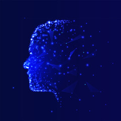Artificial intelligence. Big data learning. Abstract global technology with Human head.