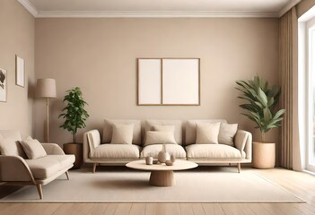 living room interior background is beige.