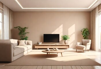 living room interior background is beige.