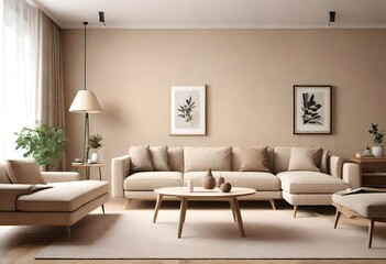 living room interior background is beige.