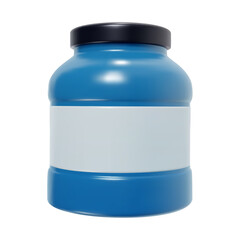 Blue plastic jar in bright cartoon 3d style. Cute modern minimal vector illustration.