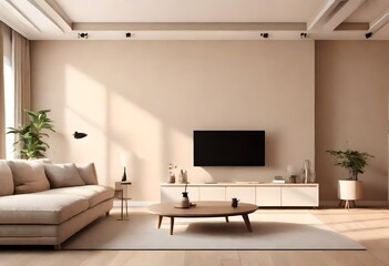 living room interior background is beige.