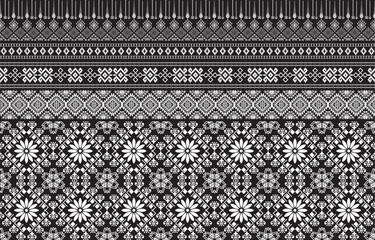 Seamless Textures with ethnic patterns. Navajo geometric abstract print. Decorative decoration with a rustic feel. The design is inspired by Native Americans. Colors are black and white.