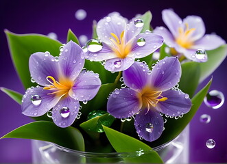 lilac flowers with dew drops