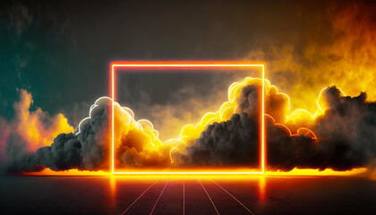 Solar Glow: Futuristic Background Featuring Orange and Yellow Clouds