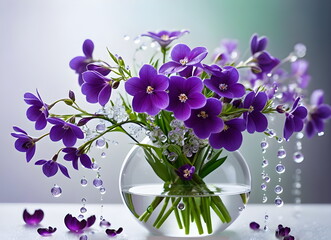 lilac flowers with dew drops