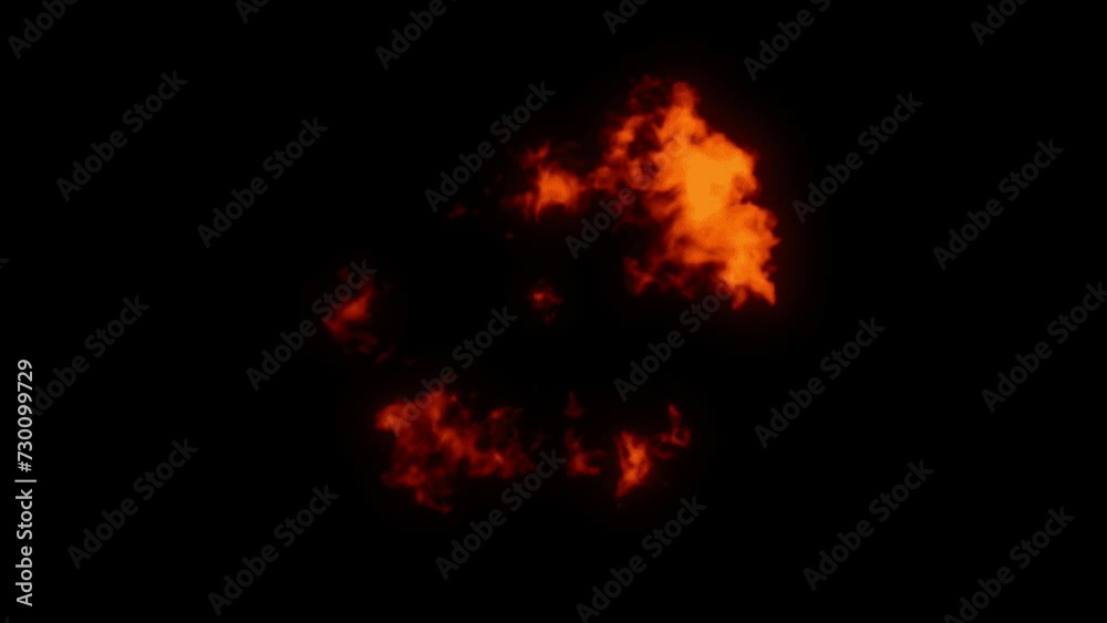 Wall mural fireball exploding towards viewer and getting bigger on black