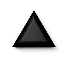Black triangle isolated on white background top view flat lay