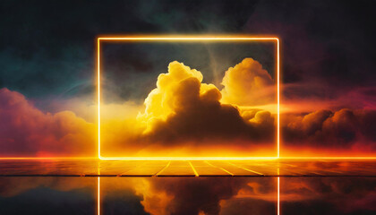 Neon Horizons: A Futuristic Cloudscape in Orange and Yellow