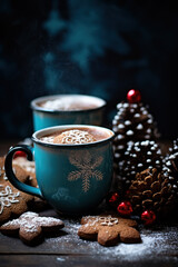 Obraz na płótnie Canvas Cocoa with gingerbread. Christmas. New Year. Generative AI
