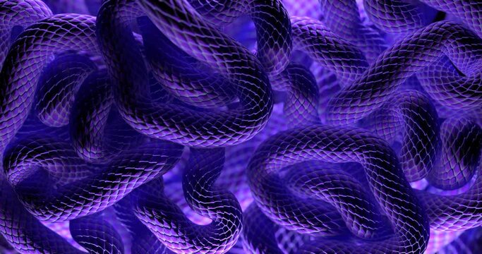Moving violet colored snake scales. looped 3d animation.
