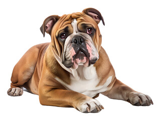 Stocky English Bulldog, isolated on a transparent or white background