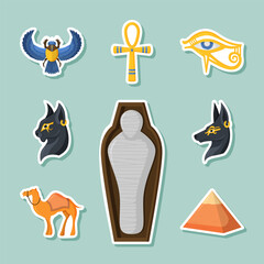 Egyptian with Mummy and Pyramid Fiction Sticker Collection