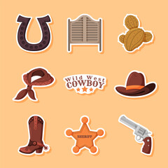 Wild West Cowboy Sticker Collection
