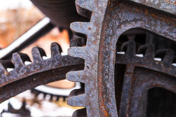 Old gears and sea crane