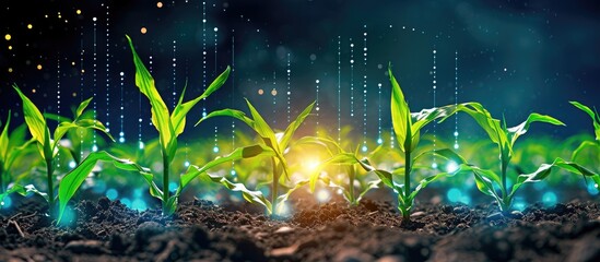 Smart agriculture utilizing IoT technology, utilizing infographics for growing corn seedlings.