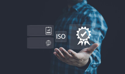 quality ISO, Standards quality control certification business technology concept ,Certification and...