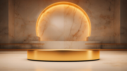 Stone Granite Marble Rock Platform Gold Luxus Luxury Metallic Bronze Brass Copper Gilded Background Isolated Empty Blank Plate Podium Pedestral Table Stand Mockup Product Display Showcase Surface Pode