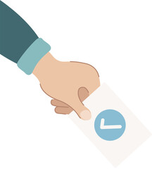 Hand voting ballot box icon. Hand putting paper in the ballot box. Voting concept. Vector illustration. Election and democracy campaign