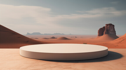 Desert Dune Mirage Oasis Sand Product Advertising Mockup Background Isolated Empty Blank Plate Podium Pedestral Table Stand Mockup Presentation Podest
