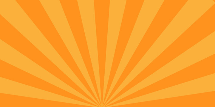Abstract orange sun rays and sunburst backdrop background. seamless retro vintage burst sunrise vector wallpaper design.