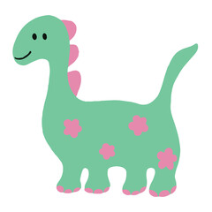 Hand drawn dinosaur in kid colouring style for animal stickers, logo, icon, clip arts, tattoo, decorations, shirt print, card, social media, art, cartoon character, comic, mascot, toy