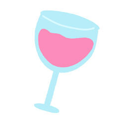 Hand drawn of champagne glass for cute sticker, tattoo, fabric print, decorations, bar, dinner, cook book, drink menu, recipe, cafe, restaurant, supermarket, clip art, meal, ingredient, picnic