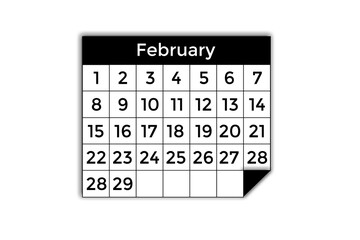 calendário sem fundo, calendário PNG, calendário mensal, agenda, fevereiro, mês de fevereiro, programação, evento, feriado, data, dia, semana, mês, ano, anual, planejamento