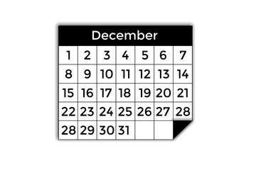 backgroundless calendar, calendar PNG, monthly calendar, agenda, december, month of december, schedule, event, holiday, date, day, week, month, year, annual, planning