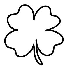 Obraz premium Hand drawn clover leaf outline for black and white stickers, logo, lucky icon, clip arts, tattoo, decorations, shirt print, card, social media, plant, garden, spring, summer, ads, banner
