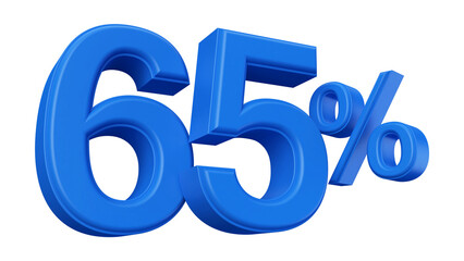 65 percent discount number blue 3d render