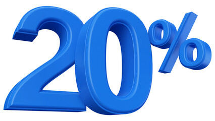 20 percent discount number blue 3d render