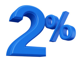 2 percent discount number blue 3d render