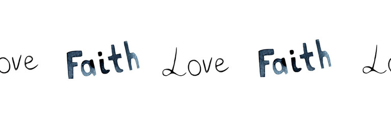 Watercolor hand drawn illustration thanksgiving to the Lord,love faith border.Christian. Decorative border for the background of Christian publications, the design of banners, cards, sites