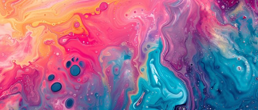 Abstract marbling oil acrylic paint background illustration art wallpaper - Colorful bold colors with liquid fluid marbled paper texture banner painting texture