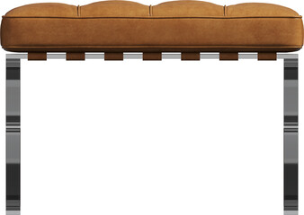 Side view of caramel leather ottoman