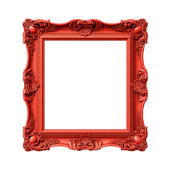 Red photo frame isolated on transparent.