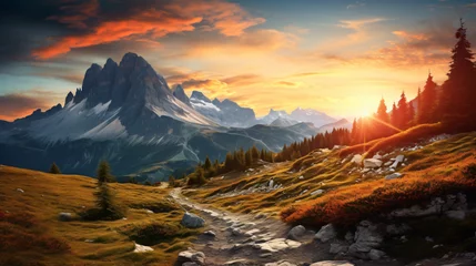 Poster Tatra Beautiful autumn scenery. Breathtaking sunset