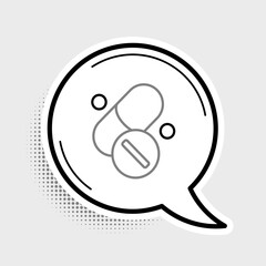 Line Vitamin complex of pill capsule icon isolated on grey background. Healthy lifestyle. Colorful outline concept. Vector