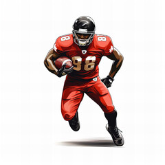 Dynamic American Football Player in Action - Sports Illustration on White Background
