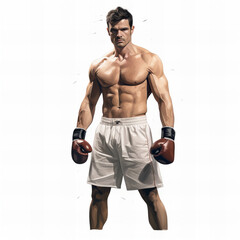 Muscular Male Boxer Ready for a Fight - Fitness Strength Concept Illustration