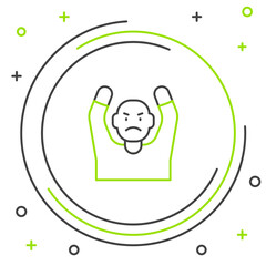 Line Thief surrendering hands up icon isolated on white background. Man surrendering with both hands raised in air. Colorful outline concept. Vector